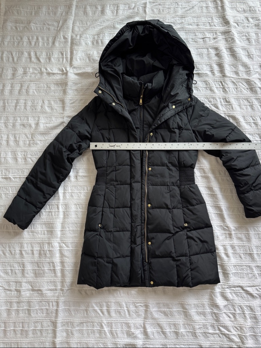 Cole Haan Black Quilted Hooded Puffer Coat